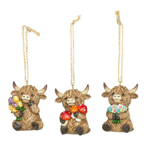 Spring Highland Cow Ornament (Price for 1) - Hanna's