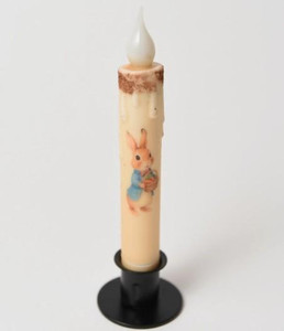 Easter Bunny Holding Basket Battery Taper Candle with Timer