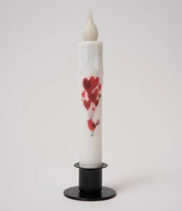 Red Bird with Heart Balloons Battery Taper Candle with Timer