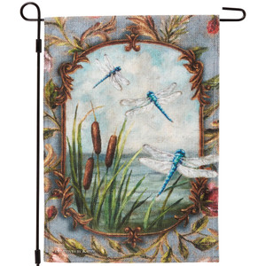 Dragonflies & Cattails Garden Flag - Primitives by Kathy
