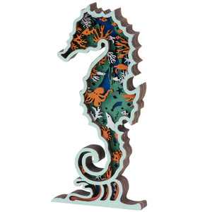 Seahorse Dimensional Wood Sitter - Primitives by Kathy