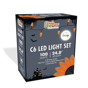 100 Orange C6 LED Lights Black Wire - HBL