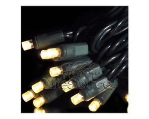 20 Warm White Conical LED Bulbs on Green Wire