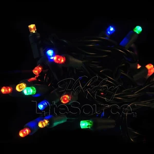 20 Multi Conical LED Bulbs on Green Wire