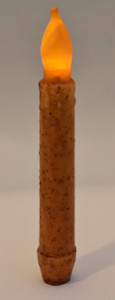 Battery Taper Candle, LED with Timer, Mustard, Wax Dipped