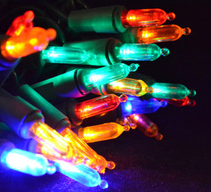 50 LED Mini Multi, Green Cord