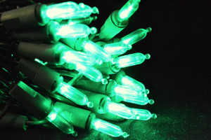 50 LED Mini Green, Green Cord