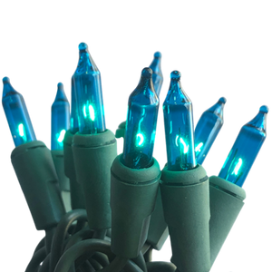 20 Mini Incandescent Teal Lights on Green Cord - Lite Source