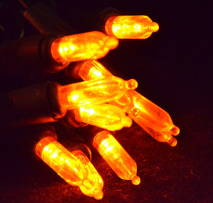 50 LED Mini Orange, Black Cord