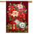 Christmas Poinsettia  & Lantern House Flag - Briarwood