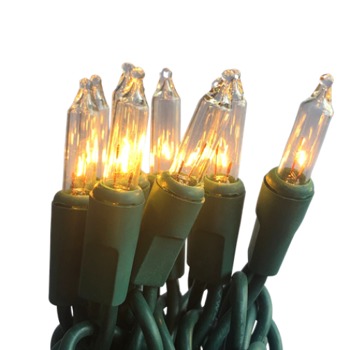 300 Mini Incandescent Clear Lights on Green Cord - Celebration