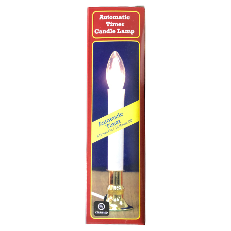 Auto Timer Window Candle, Brass Base
