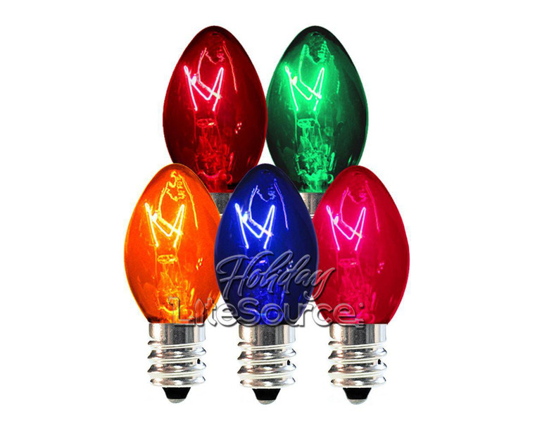 Twinkle (Blinking) C7 Multi Light Bulbs - 7 Watt - 5 Bulbs