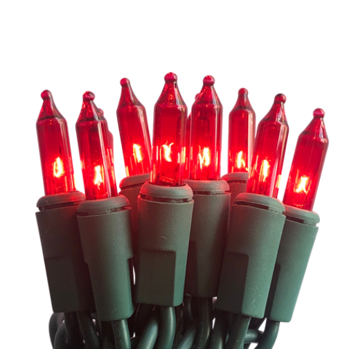 50 Mini Incandescent Red Lights on Green Cord - Allyson's Choice