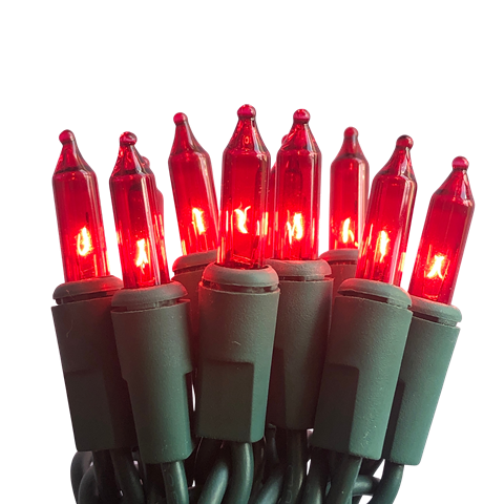 100 Mini Incandescent Red Lights on Green Cord - Allyson's Choice