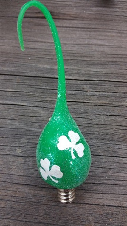 St. Patrick's Day Bulb Green with White Shamrocks - Vickie Jean's