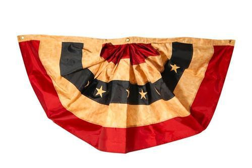 Embroidered Tea Stained Bunting 6' x 3' - Pleated Polyester