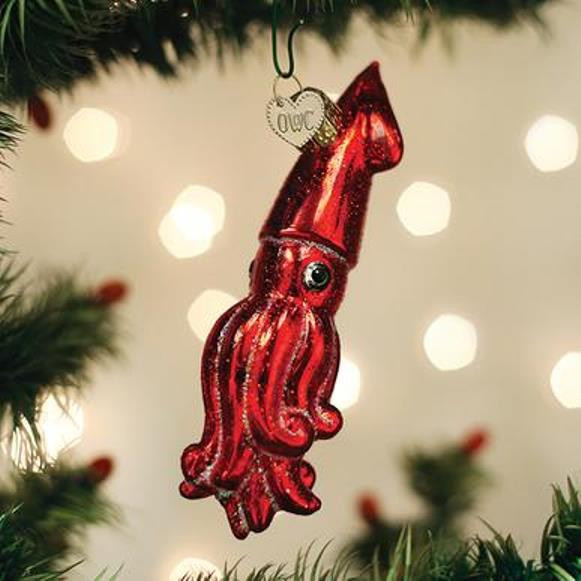 Old World Red Squid Ornament