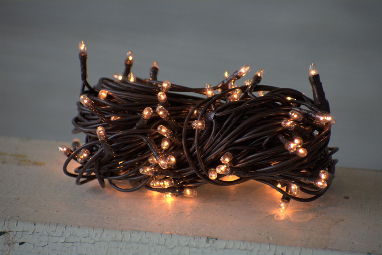 35 Incandescent Clear Rice Lights on Brown Cord - WHD Floral