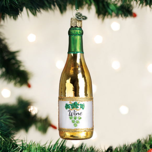 Old World White Wine Bottle Ornament