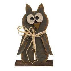 Owl, Wooden Rustic on Base