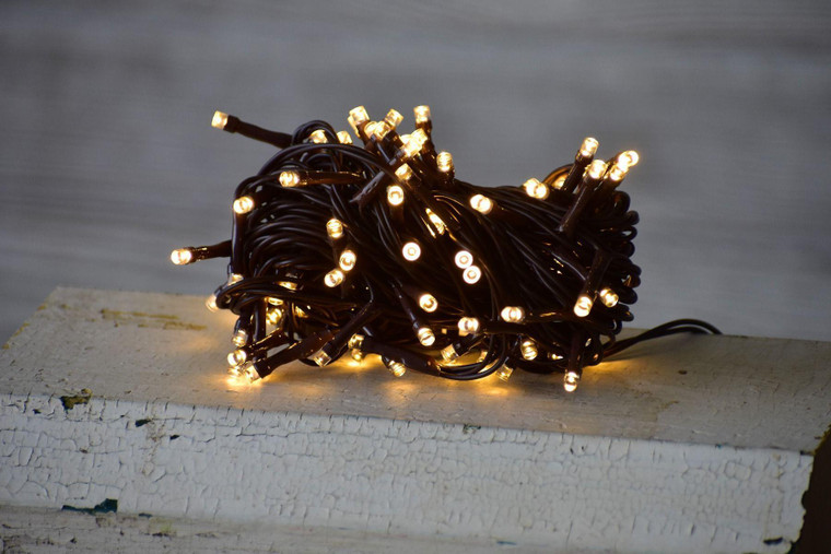 20 LED Warm White Rice Lights on Brown Cord - WHD Floral