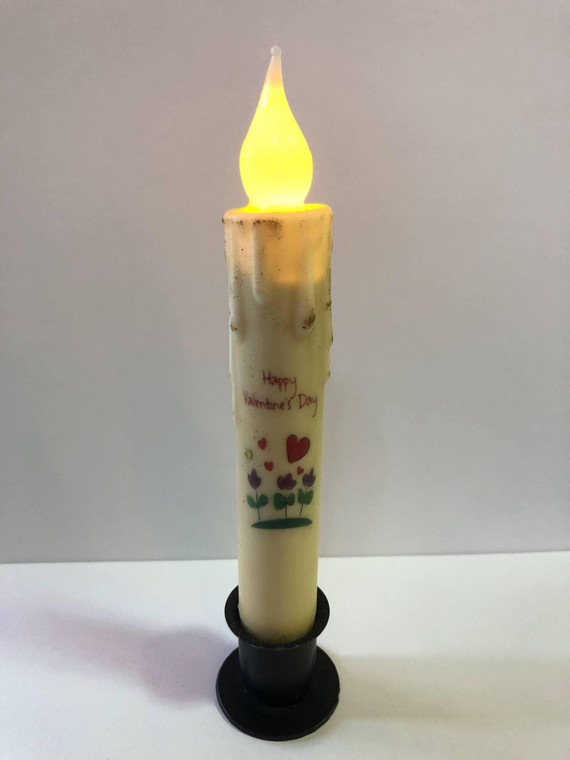 Happy Valentine's Day Hearts Battery Taper Candle