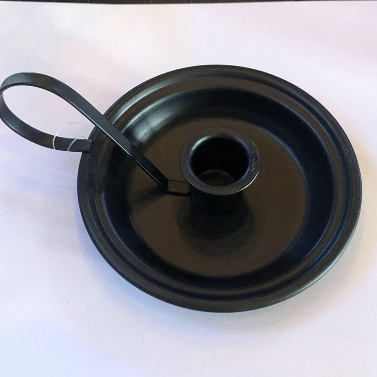 Taper Candle Holder Pan W/Handle - Black