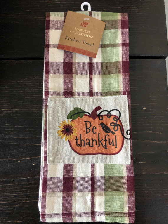 Be Thankful Crow and Pumpkin Kitchen Towel