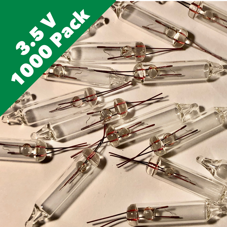 3.5 Volt Clear Mini Incandescent Bulbs - Bulk 1000 Bulbs