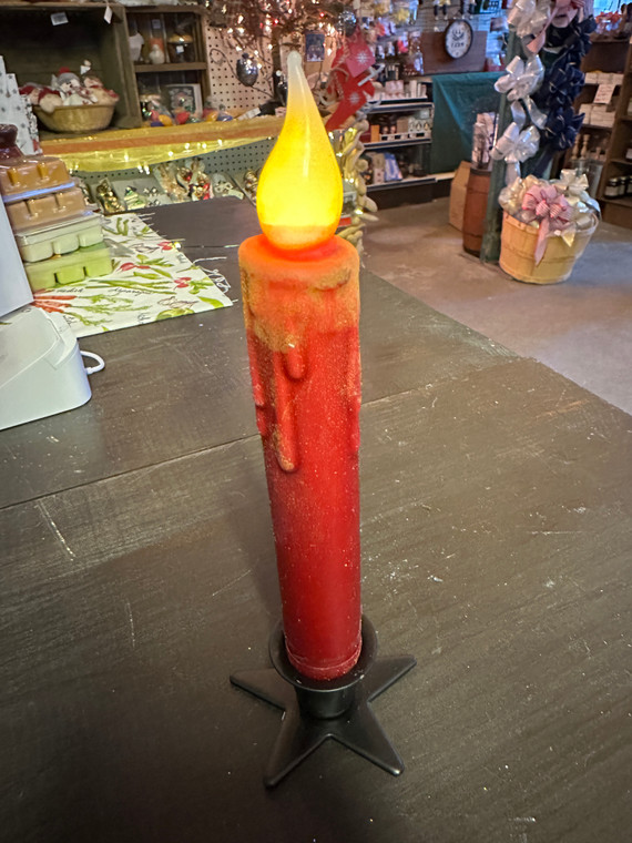 7" Burgundy Red - Battery Taper Candle
