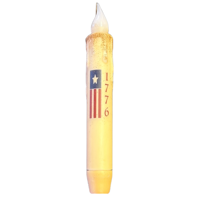 1776 Flag Battery Taper Candle with Timer