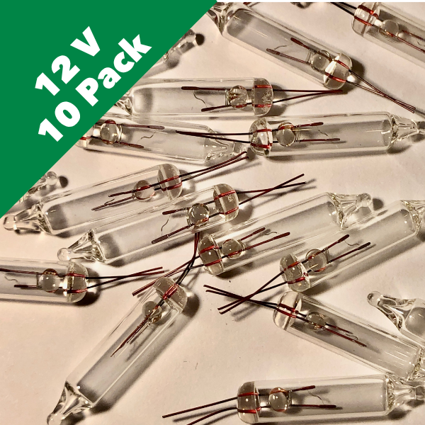 Clear 12 Volt Mini Incandescent Bulbs - No Base - 10 Pack