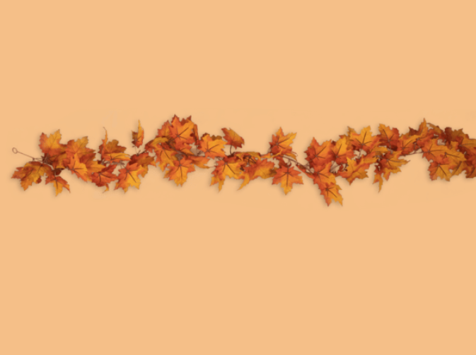 Orange Color Maple Leaf Garland - 6 Foot
