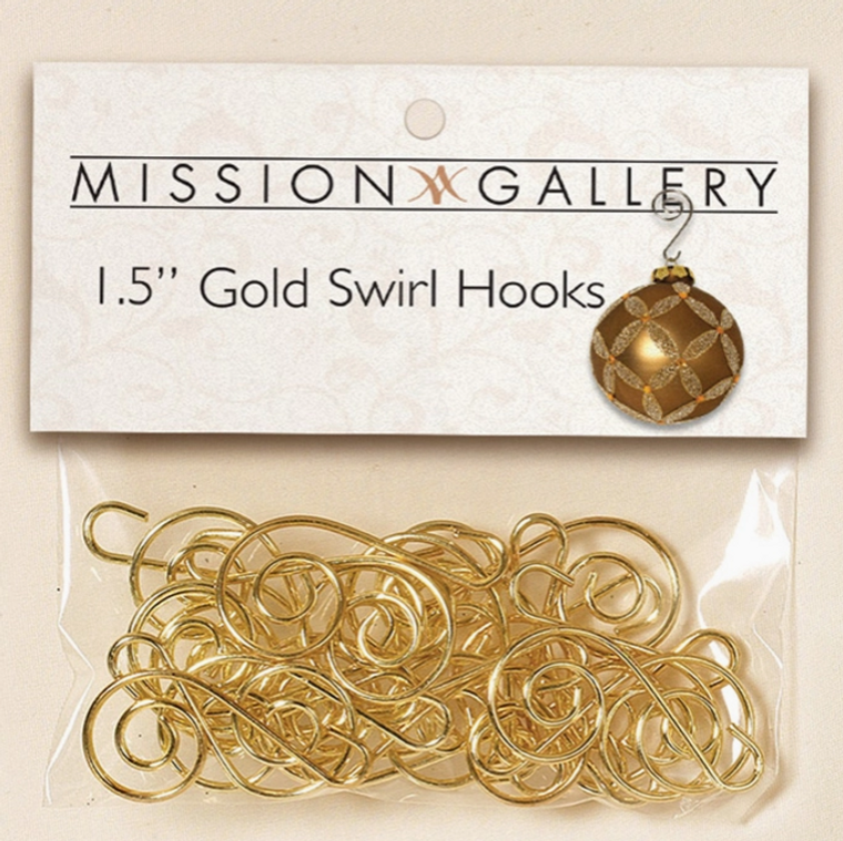 Gold Fancy Swirl Ornament Hanger Hook - 24 Pk