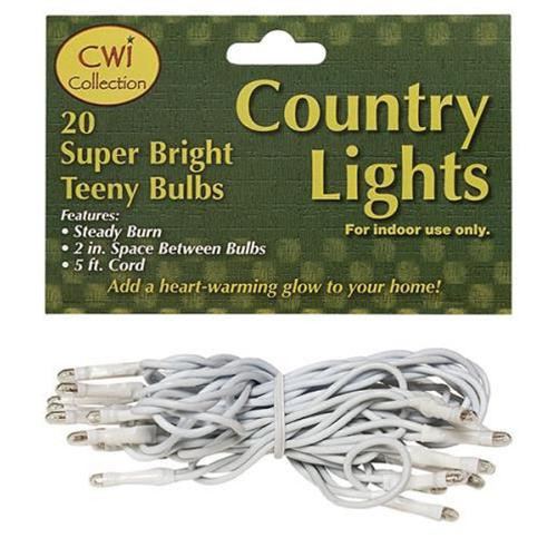 20 Incandescent Clear Rice Lights on White Cord - CWI