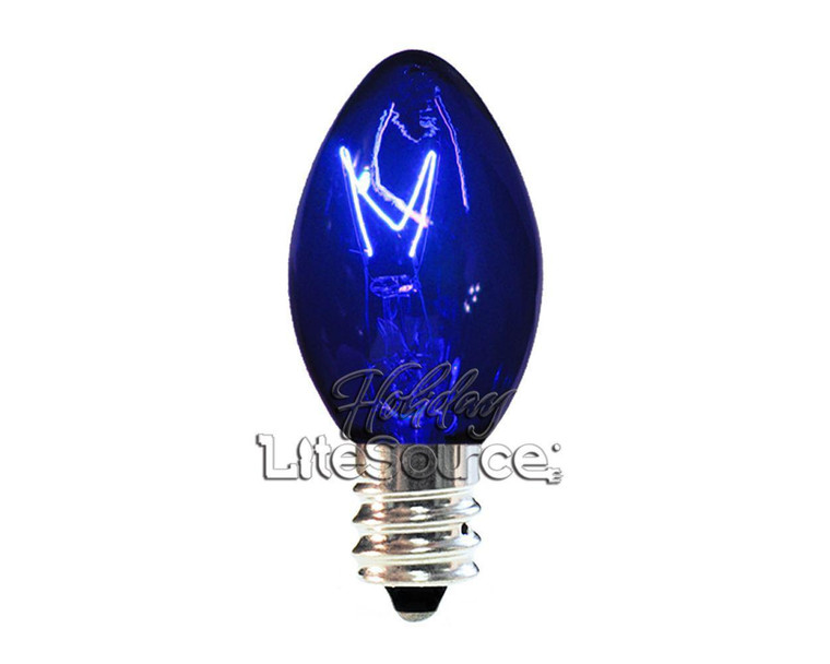 C7 Transparent Blue Incandescent Bulbs - 25 Pack