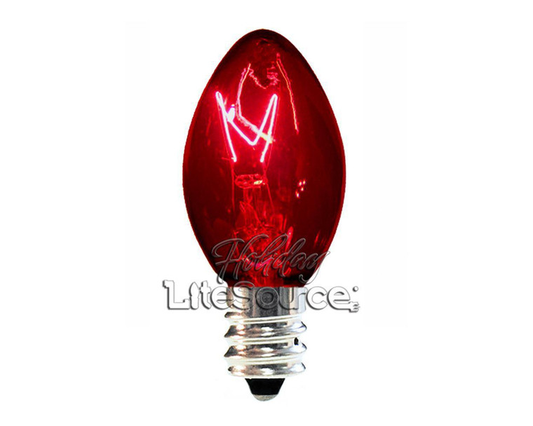 C7 Transparent Red Incandescent Bulbs - 25 Pack