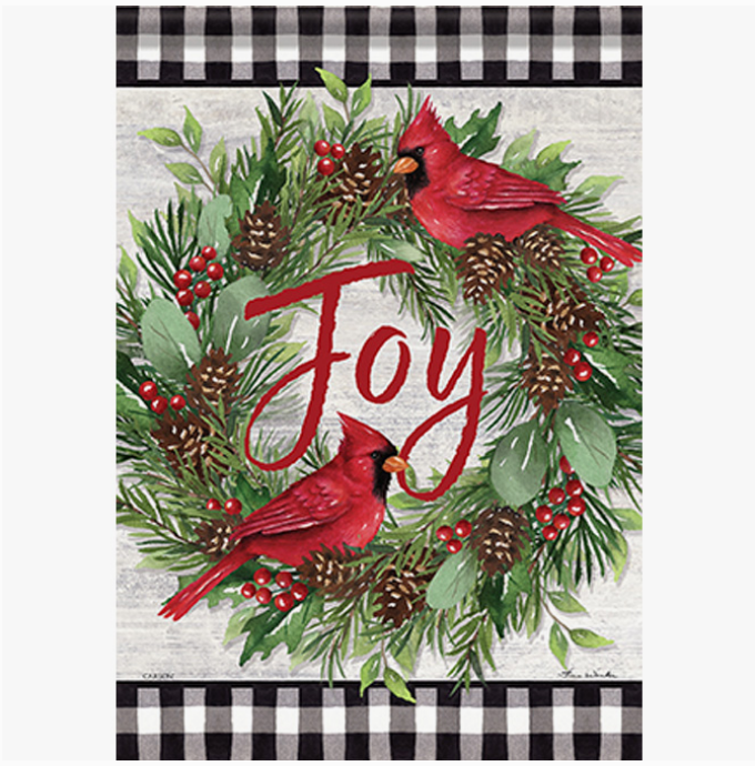 Cardinal Wreath Christmas Garden Flag - Carson
