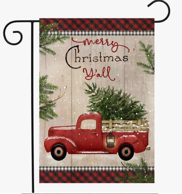 Merry Christmas Y'All Truck Garden Flag