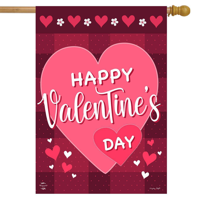 Happy Valentine's Day Double Heart House Flag - Briarwood
