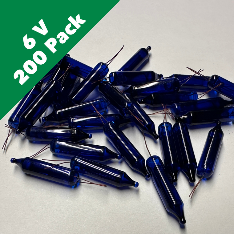 6 Volt Blue Mini Incandescent Bulb - Bulk 200 Bulbs