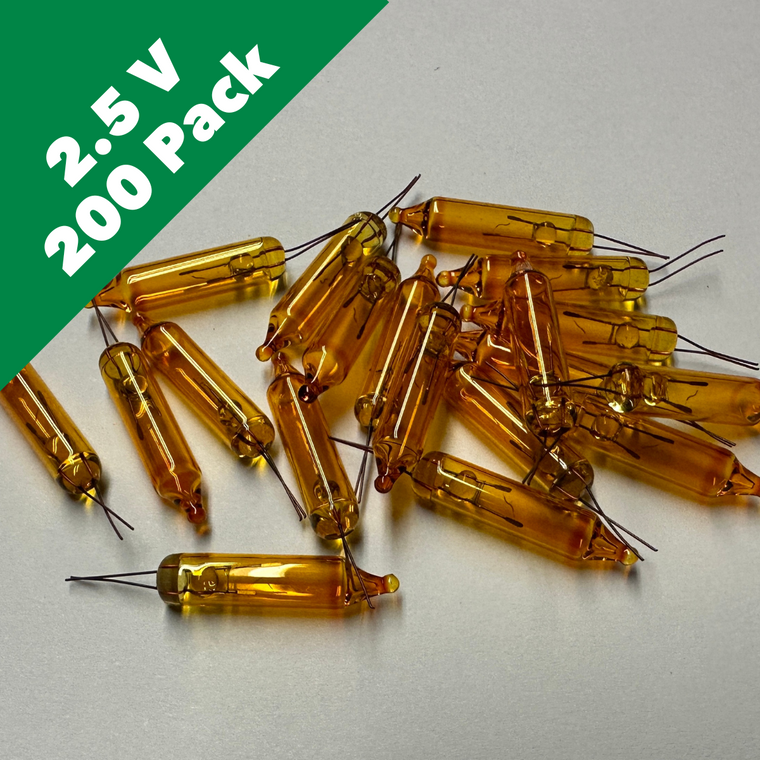 2.5 Volt Amber (Orange) Mini Incandescent Bulb - Bulk 200 Bulbs