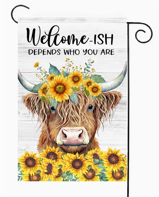 Garden Flag Welcome Highland Cow - Flags Galore