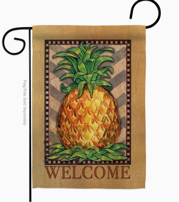 Welcome Pineapple With Chevrons Garden Flag - Two Group