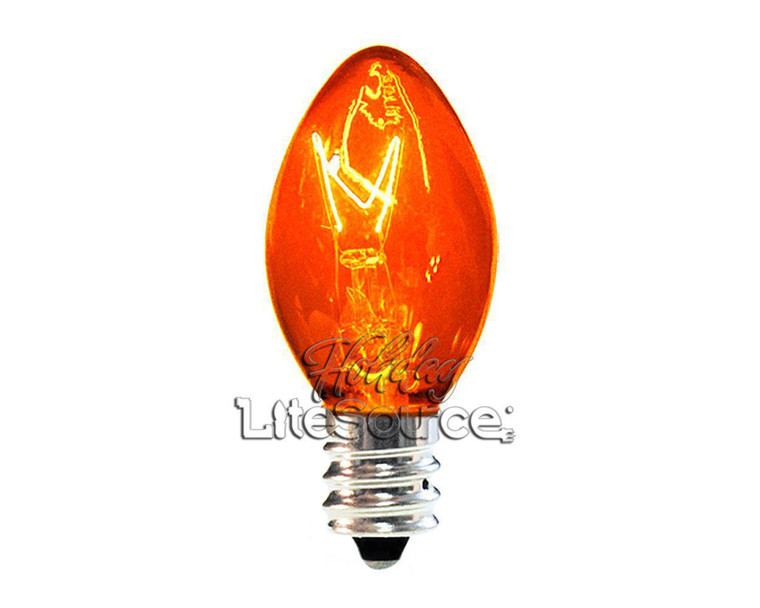 C7 Transparent Amber Incandescent Bulbs - 25 Pack