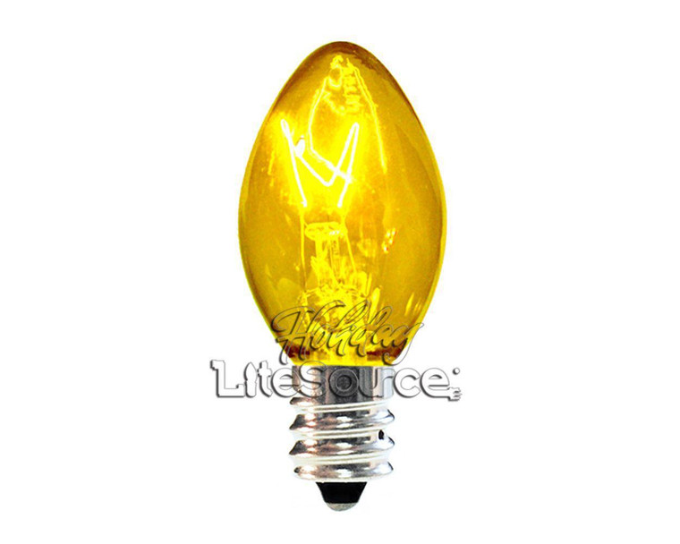 C7 Transparent Yellow Incandescent Bulbs - 25 Pack