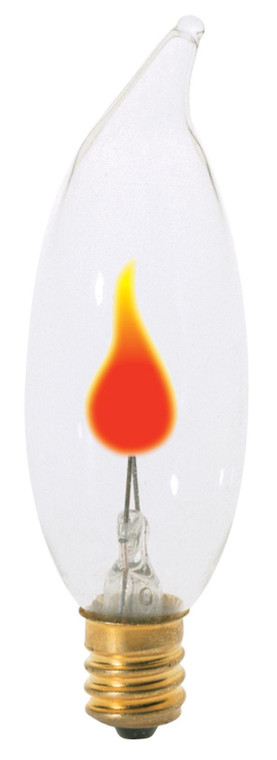 Flickering Flame Bulb, Candelabra Base, Bent Tip - Satco