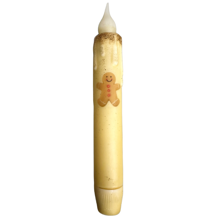 Gingerbread Man 7" Battery Taper Candle - Wax Dipped