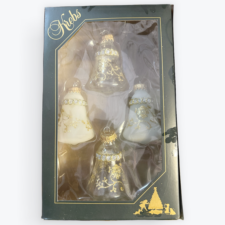 Clear & Frost Bells w/ Gold Accents Ornament Set Krebs